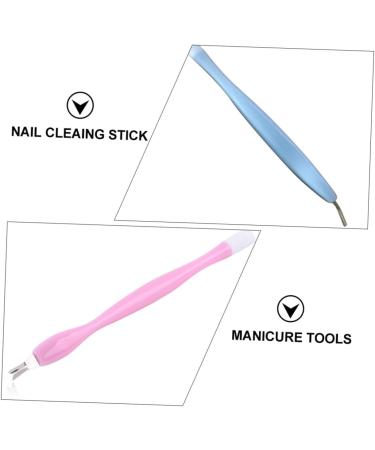 Housoutil 2pcs Nail Tools Nail Art Tools Dead Skin Pushers Manicure Tools Nail Cuticle Pusher Nail Art Polishers Nail Cleaing Stick Dual Purpose - Buy Online on GoSupps.com