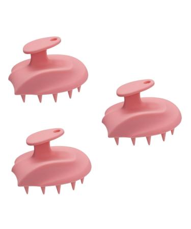 Beavorty 3pcs Handy Shampoo Brush made of silicone massager small shampoo brush scalp brush hair shower brush hair washing brush hair peeling care comb shower head scrubber silica gel pink 10.80X9.50X7.50CMx3pcs Pinkx3pcs