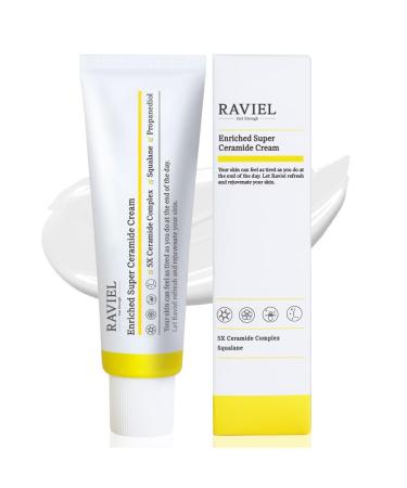 RAVIEL Enriched Super Ceramide Cream Radiance Boosting Deep Hydration & Tone Enhancing Moisturizer with Niacinamide & Hyaluronic Acid for Dull Uneven Skin Korean Skincare 50ml (1.69 fl oz)
