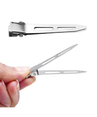 50 Pack Silver Duckbill Hair Clips - 2.2 Metal Hairdresser Clamps for Women & Girls - Alligator Curl Hair Clips with Holes - Buy Online on GoSupps.com