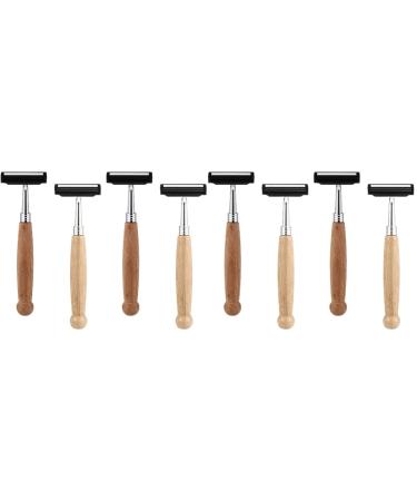 Frcolor 8PCs Bartschneider Gift Blades for -Friendly Razor Griff Men Wood Color Removal Friseur Hair Stainless Steel Of course women friendly men razor manual 13x4cmx2Pcs as shown