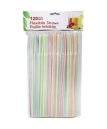Straws Plastic Disposable Pack of 120 for Home Parties Bar Beverage Shops Home Straws for Kids and Adults