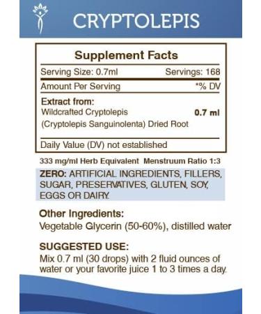 Wildcrafted Cryptolepis Sanguinolenta Tincture - Alcohol-Free High-Potency Herbal Drops for GI System - 4oz - Buy Online on GoSupps.com