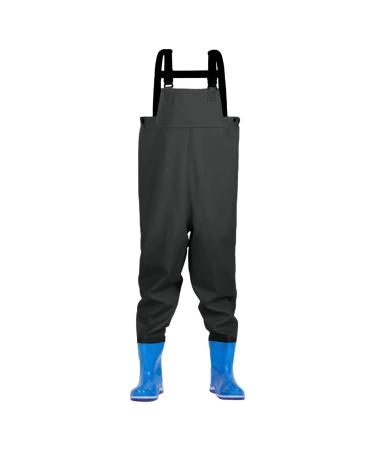 Waterproof waders for children waders for children - half -body wathose made of waterproof PVC with boots |Elastic waistband quick lock buckle adjustable for children boys girls army green 34