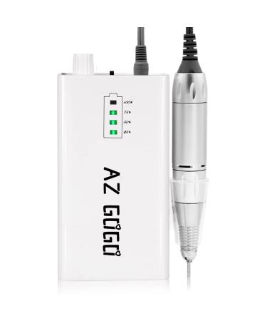 30000RPM Portable Nail Drill Machine, AZ GOGO Professional Rechargeable Electric Efile Nail Drill for Acrylic Gel Nails, Manicure/Pedicure, Polishing, Cuticle - Salon or Home Use(White)