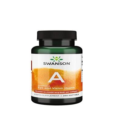 Swanson Cod Liver - Natural Nourishment for Bone, Skin Health, Vision Support & Immune System Function - High Absorption Vitamin A (3000 mcg RAE) - (250 Softgels, 10,000 IU Each) 250 Count (Pack of 1)