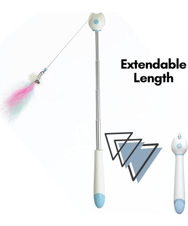 PETVERA Retractable Wand Cat Toy - Interactive Feather String Toy for Indoor Play - Best Teaser Laser Toy for Kittens - Blue Cat Fishing Stick - Buy Online on GoSupps.com