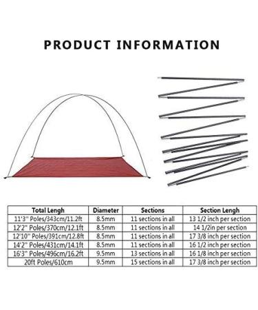 Weanas Tent Poles Replacement Kit - 7001 Series Aluminum Rod, Lightweight & Durable - 11'3 (343cm) - Buy Online on GoSupps.com