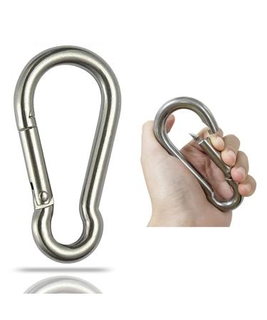 GRANDBUY Large Spring Snap Hook Carabiner, 304 Stainless Steel Snap Hook Heavy Duty Carabiner Clip, Stainless Steel Spring Snap Hook Carabiner Carabiner Outdoor 4 inch,2 Pack