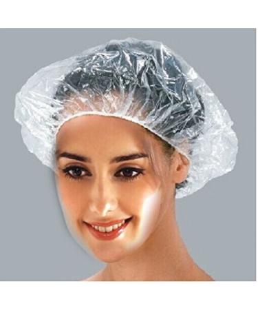 100 PCS Clear Disposable Plastic Shower Caps Large Elastic Thick Bath Cap For Women Spa Home Use Hotel and Hair Salon Pack of 100 Individually Wrapped 19.7 Inch