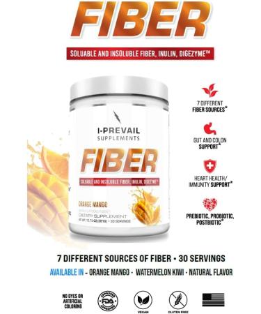 I-Prevail Supplements Fiber |8 Grams of Soluble and Insoluble Types | Gut Health Digestion Immunity | Vegan and Gluten Free | Great Flavors Easy Mixing | 30 Servings (Natural Flavor) - Buy Online on GoSupps.com
