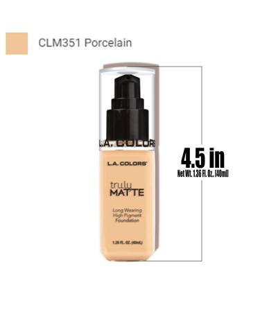 L.A. Colors CLM351 Porcelain Truly Matte Liquid Foundation - Powder Finish + Free Zipper Bag - Buy Online on GoSupps.com