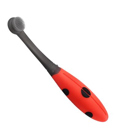 Mombella Ladybug Baby Silicone Training Toothbrush Marienk fer silicone baby tooth brush 6 to 12 months and more soft silicone bristles training toothbrush cleaning and massaging tender gums silicone bristles