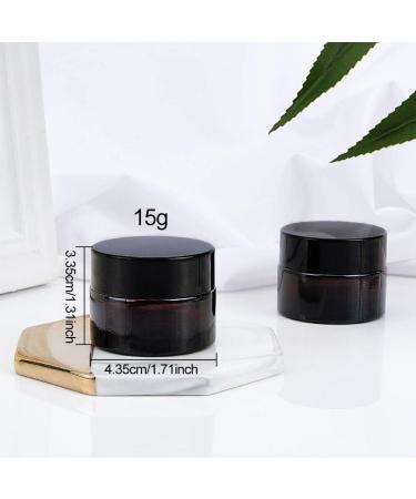 Benecreate 15 Pack Cosmetic Glasses - Dark Amber & White 15ml Round Jars with Black Lids & 2 Spoons for Beauty Lotions - Ideal for International Shipping - Buy Online on GoSupps.com