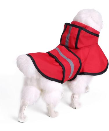 Shop Ultra-Light Waterproof Dogs Raincoat with Hood & Reflective Stripes | Small Dogs M Red - 100% Breathable - Buy Online on GoSupps.com