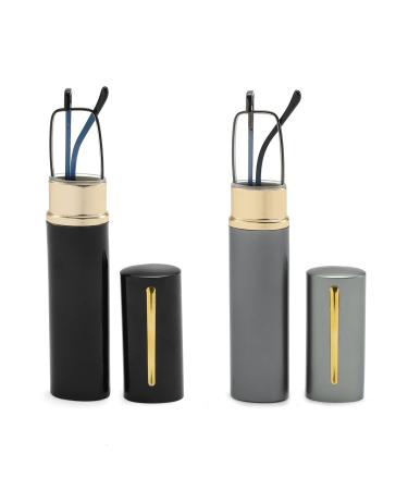 2 Pack Blue Light Blocking Reading Glasses - Slim Pocket Readers with Pen Clip Case Mini Lightweight Readers (Black Gunmetal +1.50) 2 Pack (Black+gunmetal) 1.5 x
