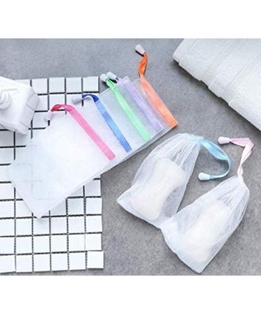 Magnoloran 40 Pack Mesh Soap Saver Pouch Double Layer Exfoliating Mesh Soap Saver Pouch Bubble Foam Net Handmade Soap Mesh Bag Body Facial Cleaning Tool