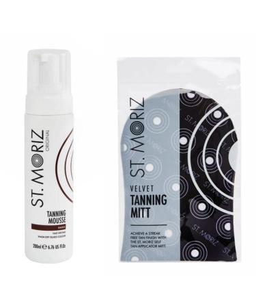St. Moriz Self-Tanning Mousse Dark 200ml + 1 x St. Moriz Applicator Glove - Buy Online on GoSupps.com