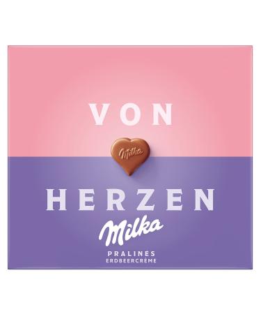 Buy Milka Von Herzen Pralin s Strawberry Cream 10 x 110g | Premium Alpine Milk Chocolate & Strawberry Filling | International Shipping Available - Buy Online on GoSupps.com