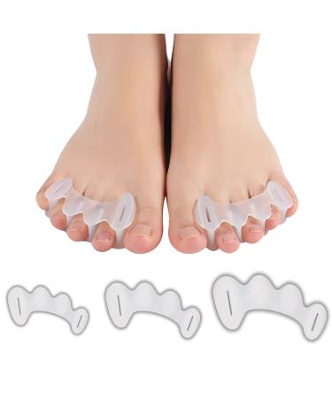 COOLWAVE Toe Separators Toe Spacers for Feet Men and Women for Toe Spreader Toe Straightener for Hammer Toes  Bunions  Plantar Fasciitis  Hallux Valgus (1 Pair) (Medium) White