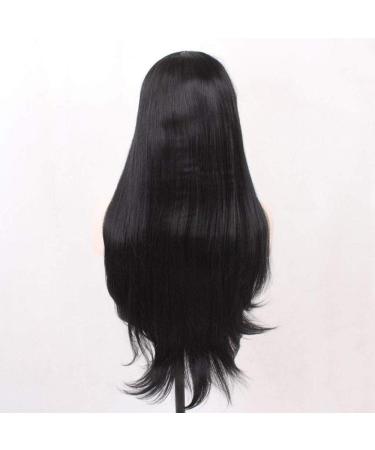 Buy 18-Inch Heat Resistant Synthetic Lace Front Wigs for Women - Long Straight Black Hairpieces with Bangs for Daily & Party Use - Buy Online on GoSupps.com
