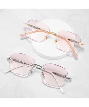 Women's Fashion Rimless Blue Light Blocking Reading Glasses Tinted Lenses Computer Readers Anti Glare Glasses(Couleur:Gold Grandeur:2.5x) - Buy Online on GoSupps.com