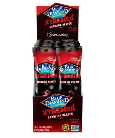 Blue Diamond Almonds XTREMES Carolina Reaper Spicy Snack Nuts 1.5oz - Pack of 12 - Buy Online on GoSupps.com