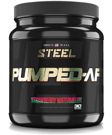 Steel Supplements Pumped-AF Pre Workout Powder with N.O.7, 6g L-Citrulline & Creatine Monohydrate | Non Stimulant, Caffeine Free, Increase Blood Flow & Hydration | 30 Servings (Strawberry Watermelon)