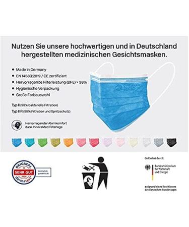 Dustpirate Curt Maria Medical Face Masks - 50 Pack 3-Layer Lilac 100% Made in Germany Surgical Mouth Protection - International Shipping Available - Buy Online on GoSupps.com