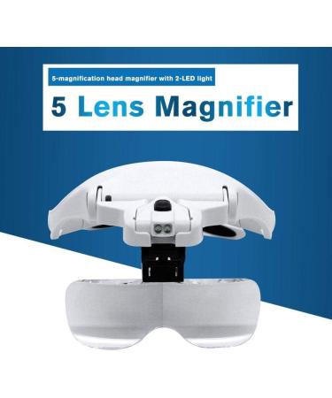 Eyelash Extension 5 Lens Adjustable Headband Magnifying Glass Magnifier w/LED Light Lamp Magnifying Glasses for False Lashes Magnifying - Buy Online on GoSupps.com