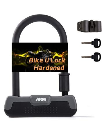 Bike U Lock 18mm Heavy Duty Bicycle U Locks with Shackle Anti-Theft Motorcycle Lock with Keys and Sturdy Mounting Bracket,Security for Road Bike,Scooter,Motorbike,Black