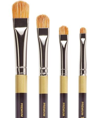KINGART Original Gold Specialty 9247 Series Crescent Filbert Blender Artist Brush Set of 4 - Acrylic Handle, Taklon & White Bristle Blend - Buy Online on GoSupps.com