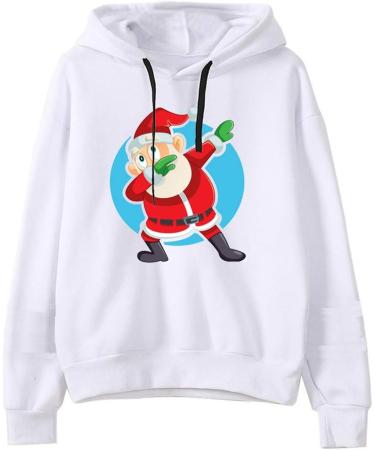 Bigfanshu Woman Plus Size Tops Christmas Print Hooded Long Sleeves Sweatshirt Pullover Shirt - Buy Online on GoSupps.com