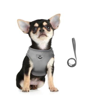 Femax dog harness and linen set for dogs soft mesh padded dishes for puppies and cats reflective adjustable breathable breathable breastware for walking running training m (breast 35-40 cm) gray