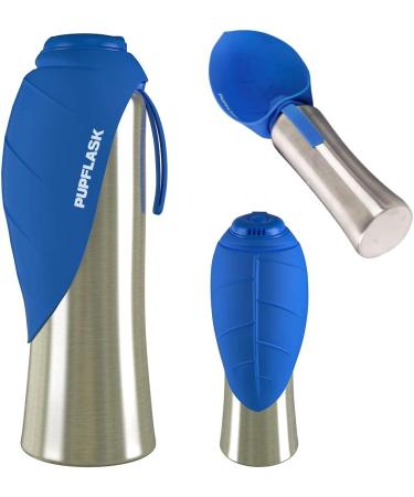 Tuff Pupper Puflask Large Dog Water Bottle - 27 & 40 oz Stainless Steel Travel Water Dispenser & Bowl for Dogs - Nebulas Blue 1200 ml - Buy Online on GoSupps.com