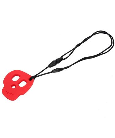Chewing Teething Necklace Durable Anxiety Reducing Toy (Red Skull Teething Ring)