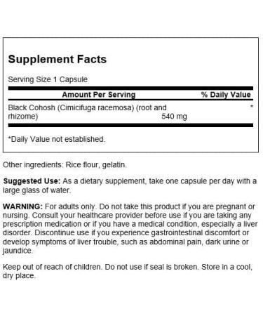 Swanson Black Cohosh 540mg 60 Capsules - Natural Menopause Support - Buy Online on GoSupps.com
