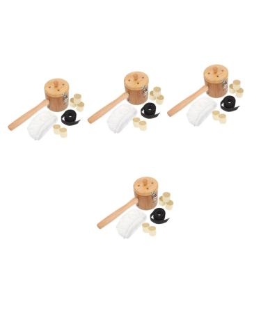 Solustrie 4 sets Hand devices for the Moxibusion Moxa-Egel holder Massage devices holder for moxibus tunnel rabbit massage device Adjustable MOXABRENER Tool Bambus Container Wood