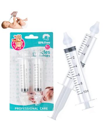 Baby Nasal Irrigator 10ml Reusable Silicone Infant Nose Cleaner Soften Nasal Scab Rinsing Tool - 2 Pack