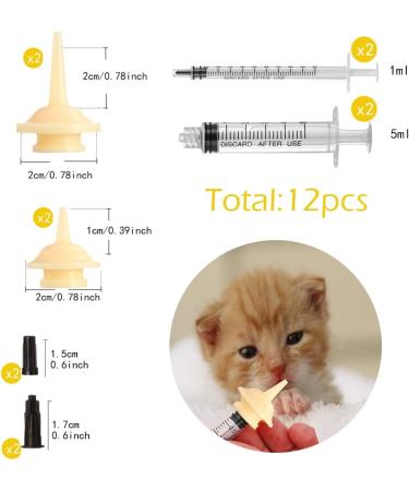 Vibury Mini Pet Feeding Syringes - 12 Silicone Nipples for Puppies Dogs & Cats - Ideal for International Shipping - Buy Online on GoSupps.com