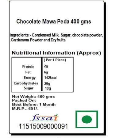Jaiccha Ghasitaram Sweets-Chocolate Mawa Peda 400 GMS |Gift for Diwali Holi Rakhi Valentine Christmas Birthday Anniversary Her Him| - Buy Online on GoSupps.com