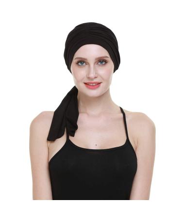 FocusCare Headwraps For Women Soft Bamboo Chemo Patients Black