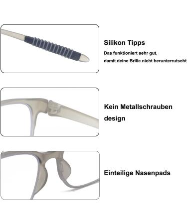 Mcoorn Reading Glasses for Women & Men (2 Pack) - Flexible Lightweight Anti-Blue/Anti-Reflective - Includes Case - 1.5x Magnification in Black & Grey - Buy Online on GoSupps.com