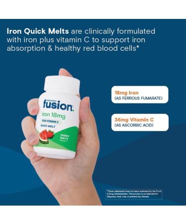 Bariatric Fusion Iron Supplement for Women Quick Melt | Sugar Free Dissolvable Chewable Iron Tablets | Ferrous Fumarate 18 mg Iron with Vitamin C | Melon Berry | Gluten Dairy and Soy Free | 90 Count - Buy Online on GoSupps.com