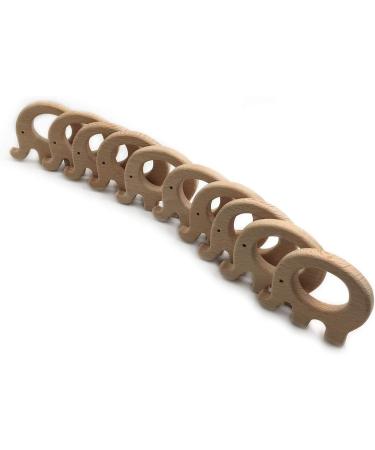 Wendysun 2pcs Elephant Shape Cartoon Wood Teether Set - Natural Beech Teething Toy for Babies - Buy Online on GoSupps.com