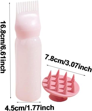 2 pcs Root Comb Applicator Bottle with 2 Scalp Massager Shampoo Brush 6 Ounce Plastic Squeeze Bottle Applicator Brush Home Salon Hair Coloring and Scalp Treatment Tool(Pink) - Buy Online on GoSupps.com