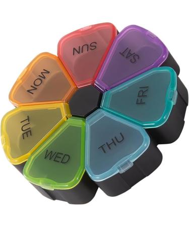 Round Portable Pill Box - Multicolor Week Planner | 7-Sided Medicine Organizer for Daily Reminders - Shop Internationally - Buy Online on GoSupps.com