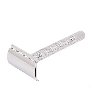 Ruilogod Men Metal Silvery T Shape Double Edge Trimmer Shaving Razor