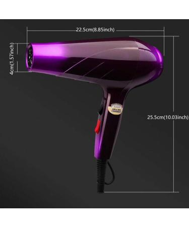 Hair Dryer Professional Ionic Hairdryer 1800W Home Fast Drying Blow Dryers 3 Heat 2 Speed Settings Low Noise DC Motor with Nozzle for Household Student Dormitory Purple Small Gift - Buy Online on GoSupps.com