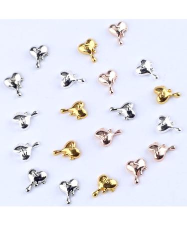 20pcs 3D Alloy Heart Nail Charms - Droplets Lava Heart Shape Art Charms for Nails - Punk Chrome Charms - Irregular Molten Love Metal Jewelry & Accessories - Buy Online on GoSupps.com